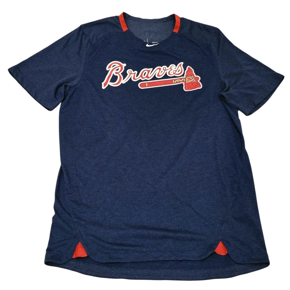 Nike Atlanta Braves Dri-FIT Authentic Collection Shirt Mens Small MLB Navy